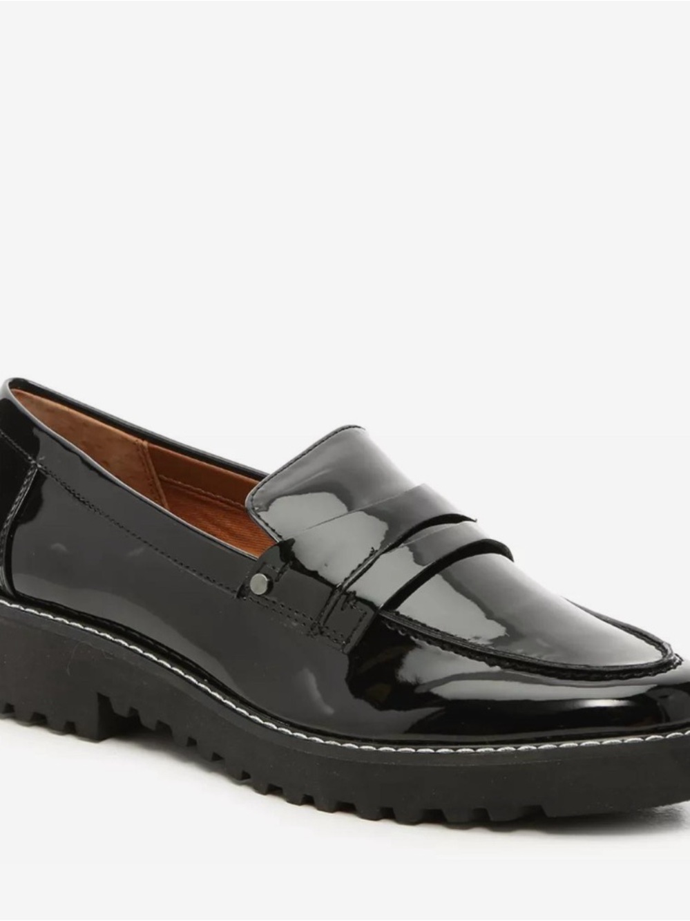 Franco Sarto Black Patent Leather Slip-On Penny Loafers